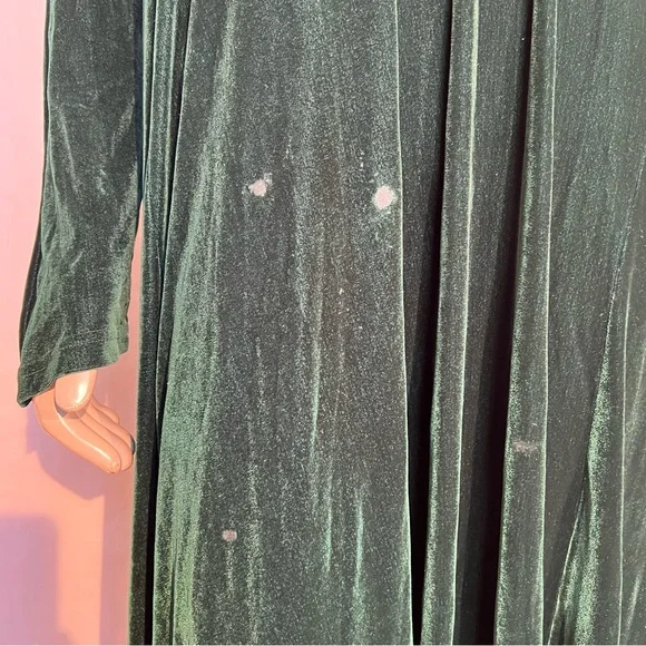 ROMAN KEFLAY VINTAGE OLIVE GREEN STRETCH VELVET - Picture 8 of 12